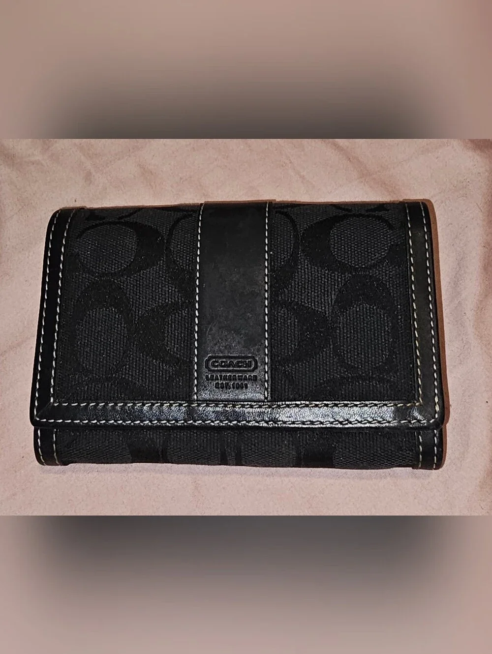 Authentic Coach Black Signature Canvas Leather Wallet Vintage Y2K